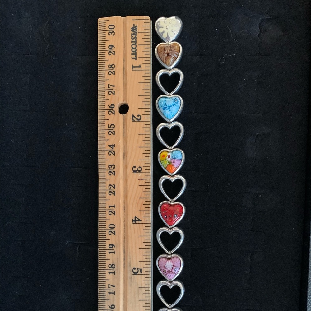 Murano Glass Bracelet, Alan K design, large hearts - Picture 7 of 7